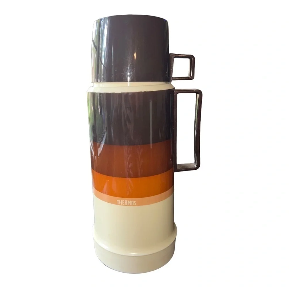 Vintage 1970s Brown Thermos Insulated Travel Bottle